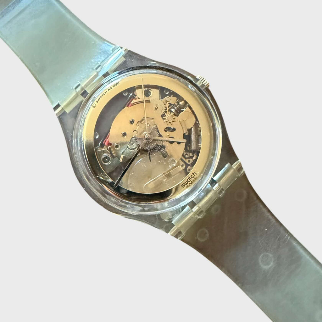 Swatch Golden Jelly GZ 115 - Svizzera 1990
Con movimento a vista colore oro