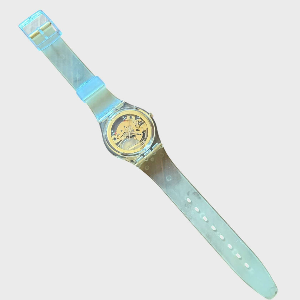 Swatch Golden Jelly GZ 115 - made in Swiss 1990 con cassa trasparente e movimento a vista