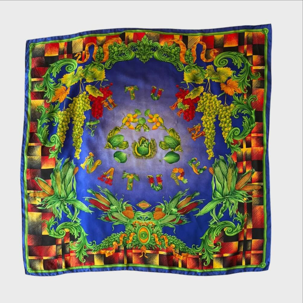 Foulard Vintage Atelier Versace - Autumn Nature Seta -Anni 90