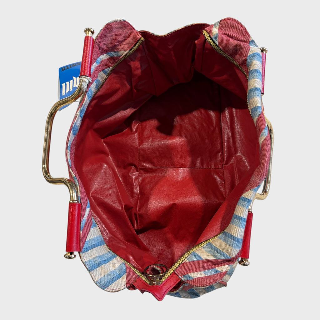 Interno rosso Borsa Zenith Vintage in tessuto rigato