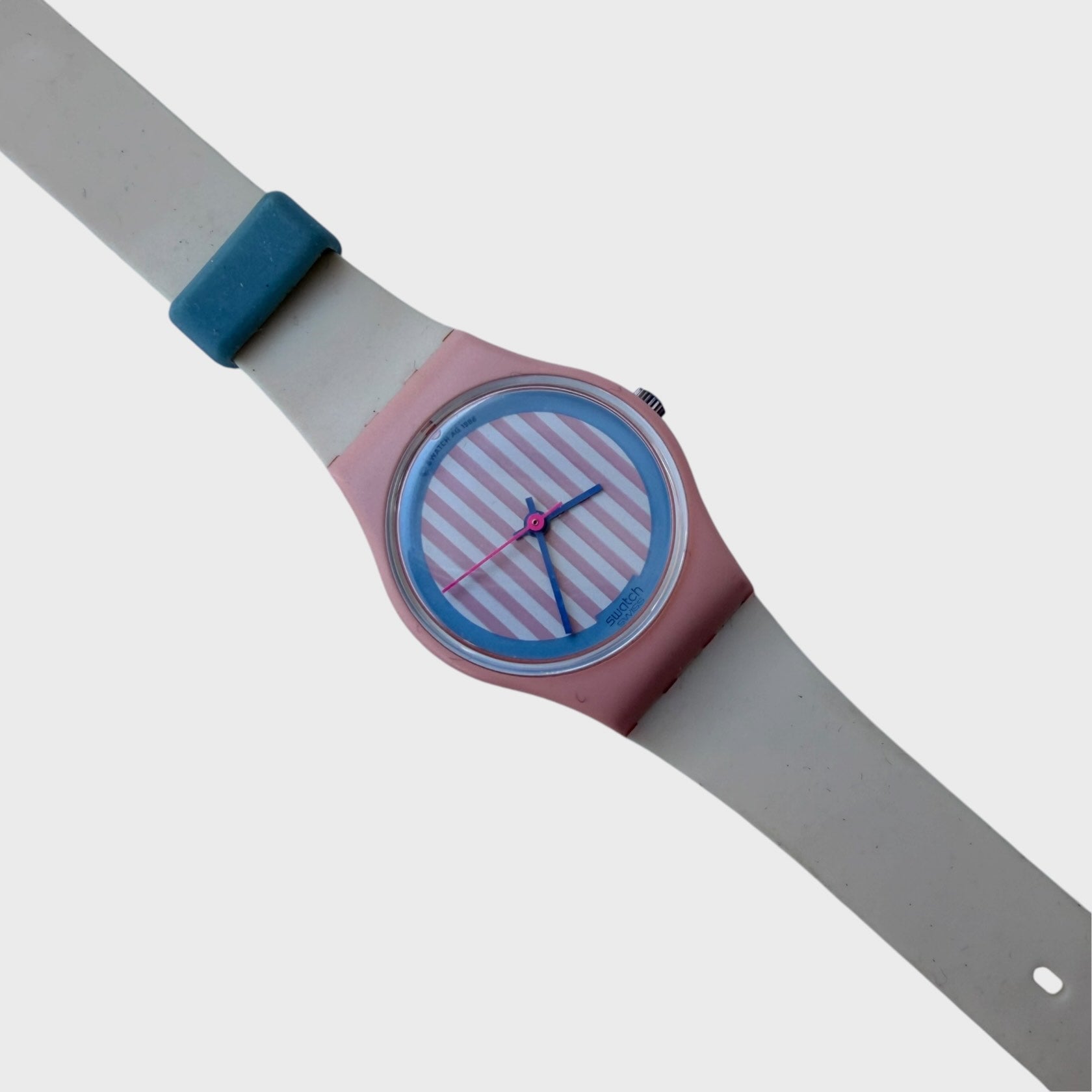 Swatch Lady Kir Royale 1987 LP102 - Cassa Rosa e Quadrante a Righe