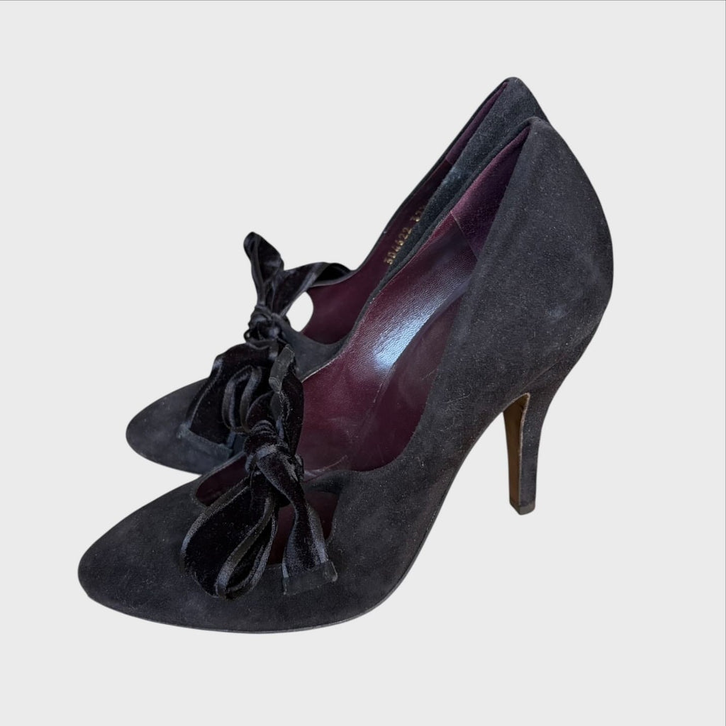 Gucci Décolleté Vintage - Camoscio Nero con Fiocco in Velluto