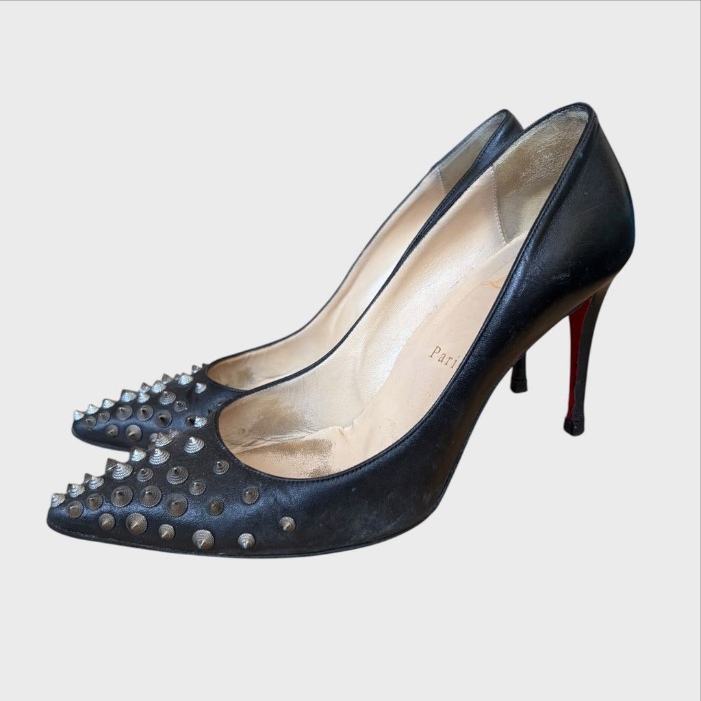 Christian Louboutin Décolleté Nere con Borchie Argentate - Numero 38