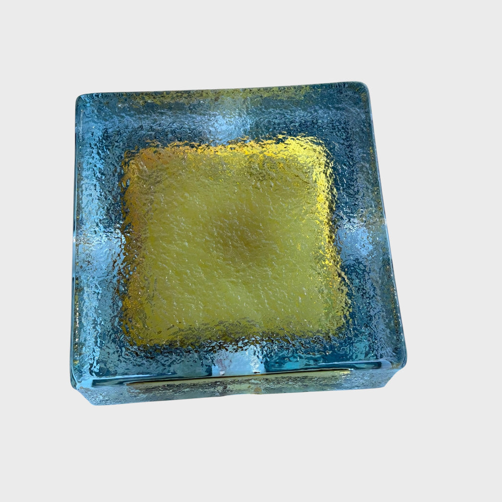 Posacenere vintage in vetro colore giallo 