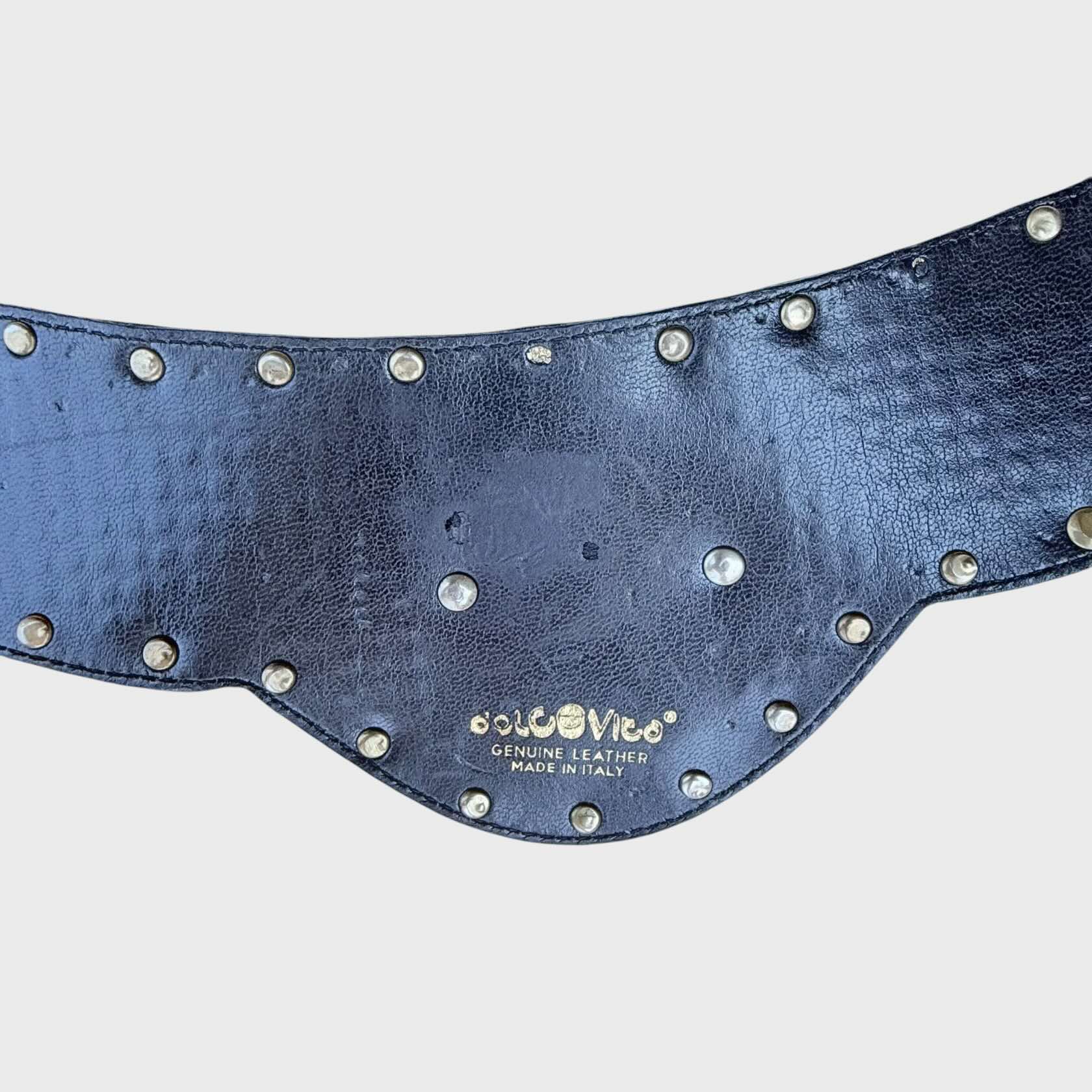 Dolce Vita Cintura Vintage con Borchie oro su Pelle Nera