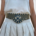 Dolce Vita Cintura Vintage con Borchie oro su Pelle Nera