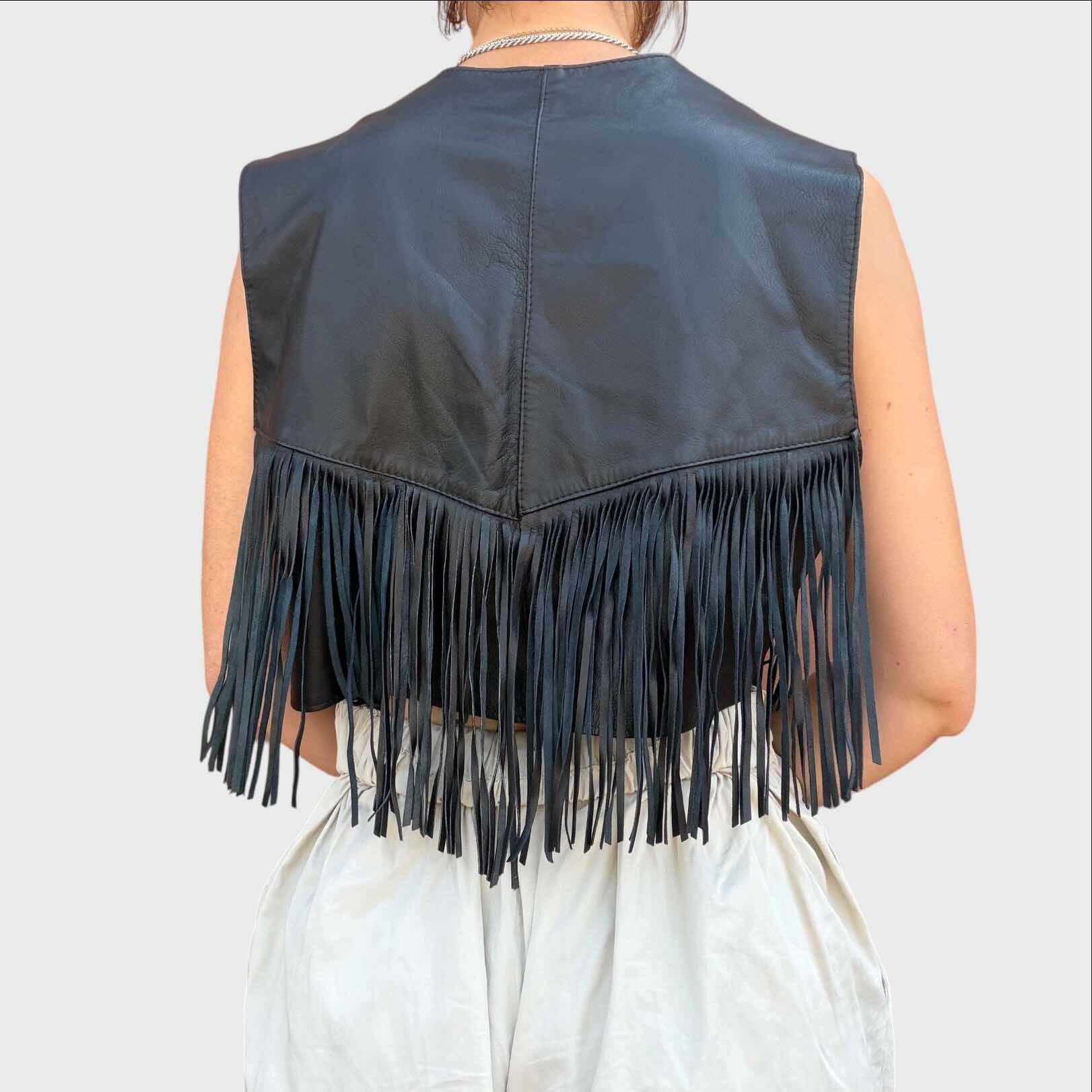 Gilet Vintage in Vera Pelle con Frange 