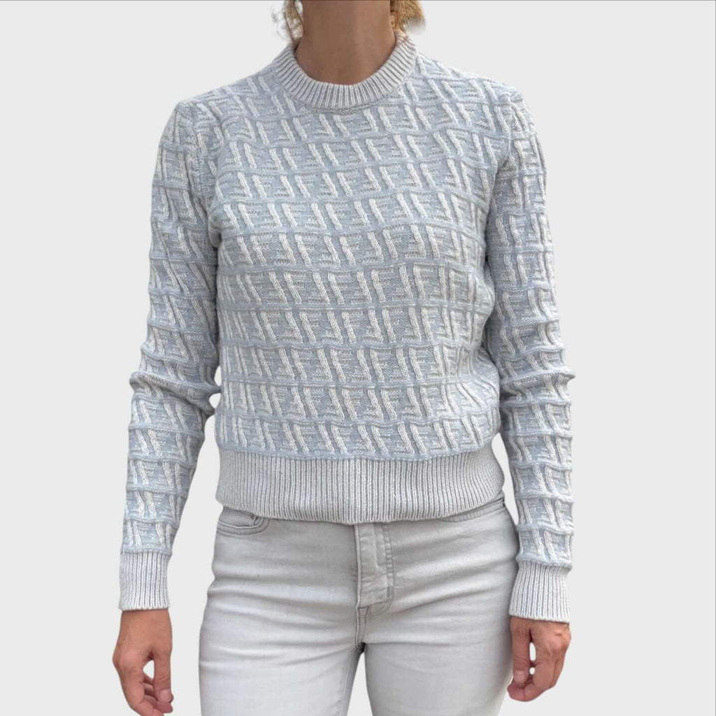Fendi Donna Dolcevita Maglia Lana Seta - Taglia 40 Azzurro
