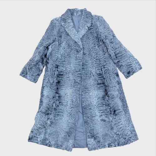 Cappotto Vintage  in Vera Pelliccia di Astrakan Grigio