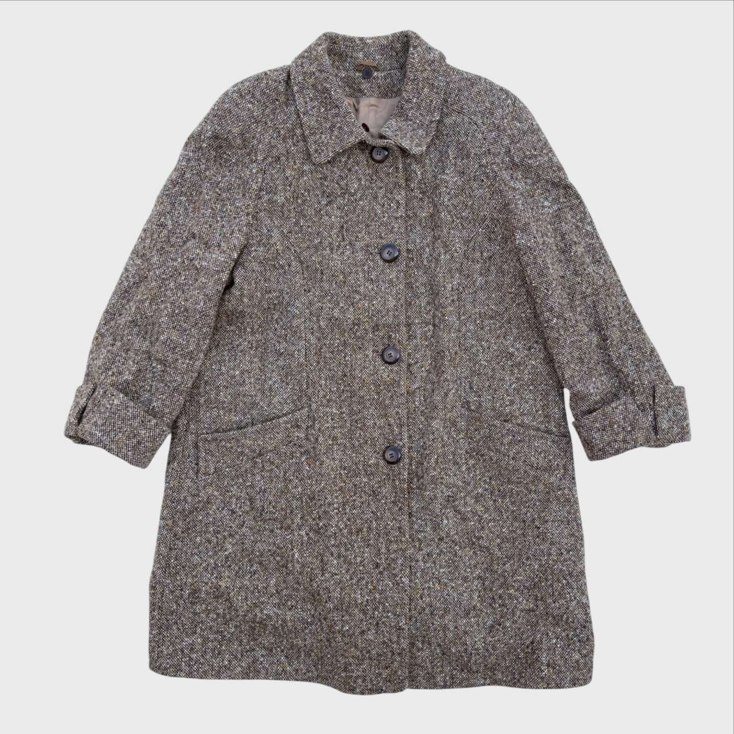 Dolomiten Cappotto Vintage Donna tessuto Tweed marrone