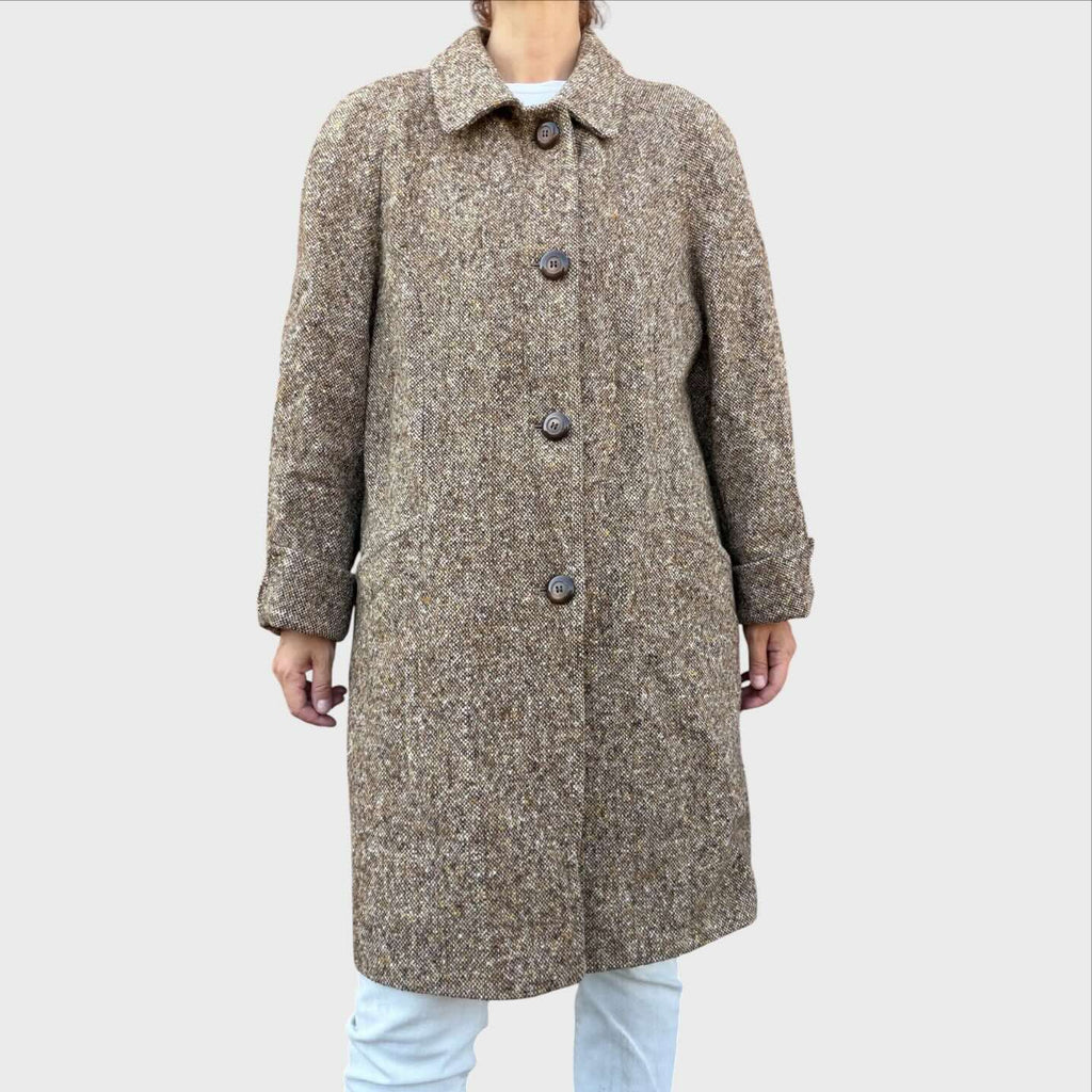Dolomiten Cappotto Vintage Donna tessuto Tweed marrone