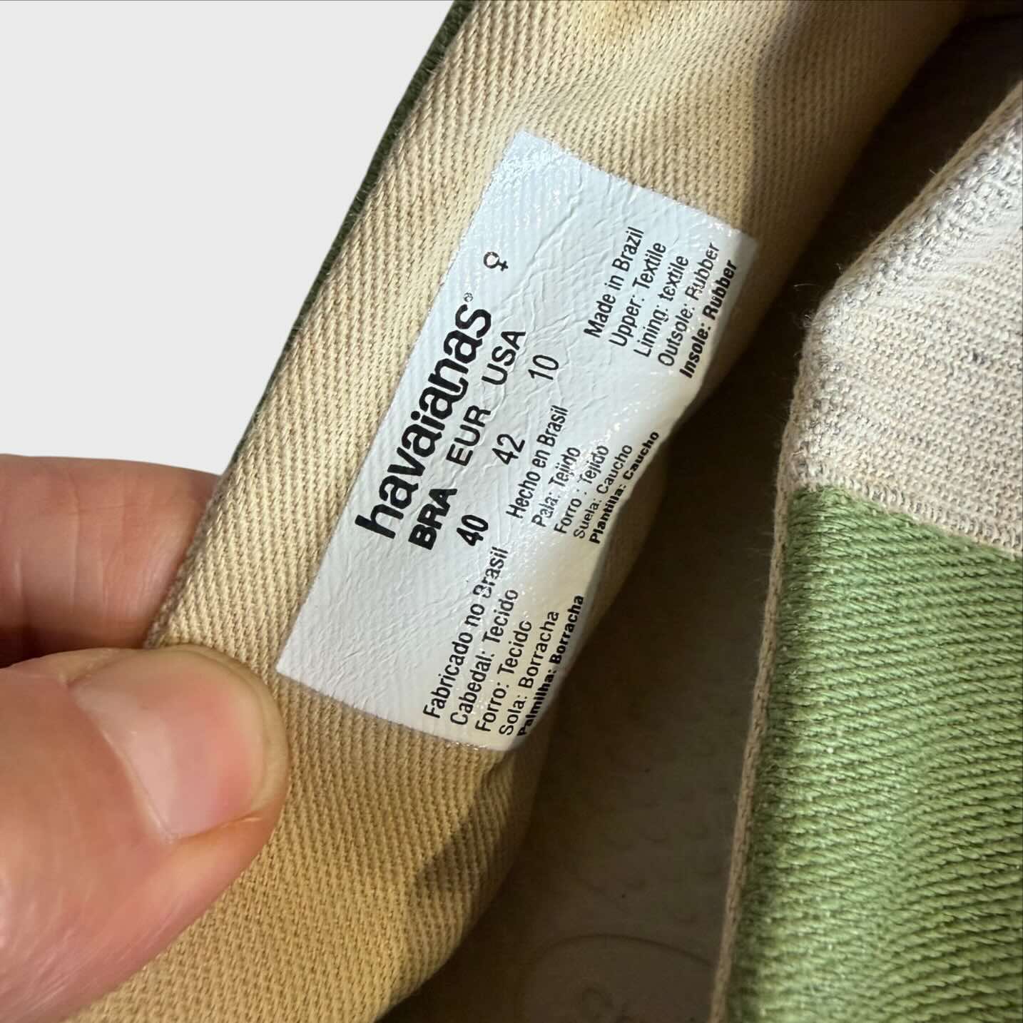 Havaianas Espadrillas Righe Verdi Beige con etichetta stampata all’interno 
