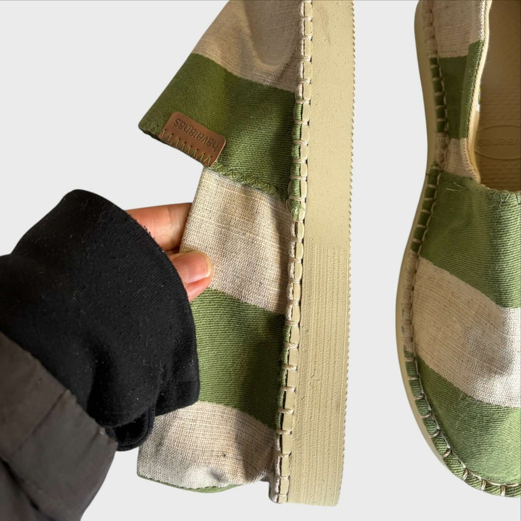 Havaianas Espadrillas Righe Verdi Beige Unisex