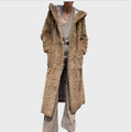 Henro maxi cappotto ecopellicca lungo con Cappuccio in curly faux fur color cammello