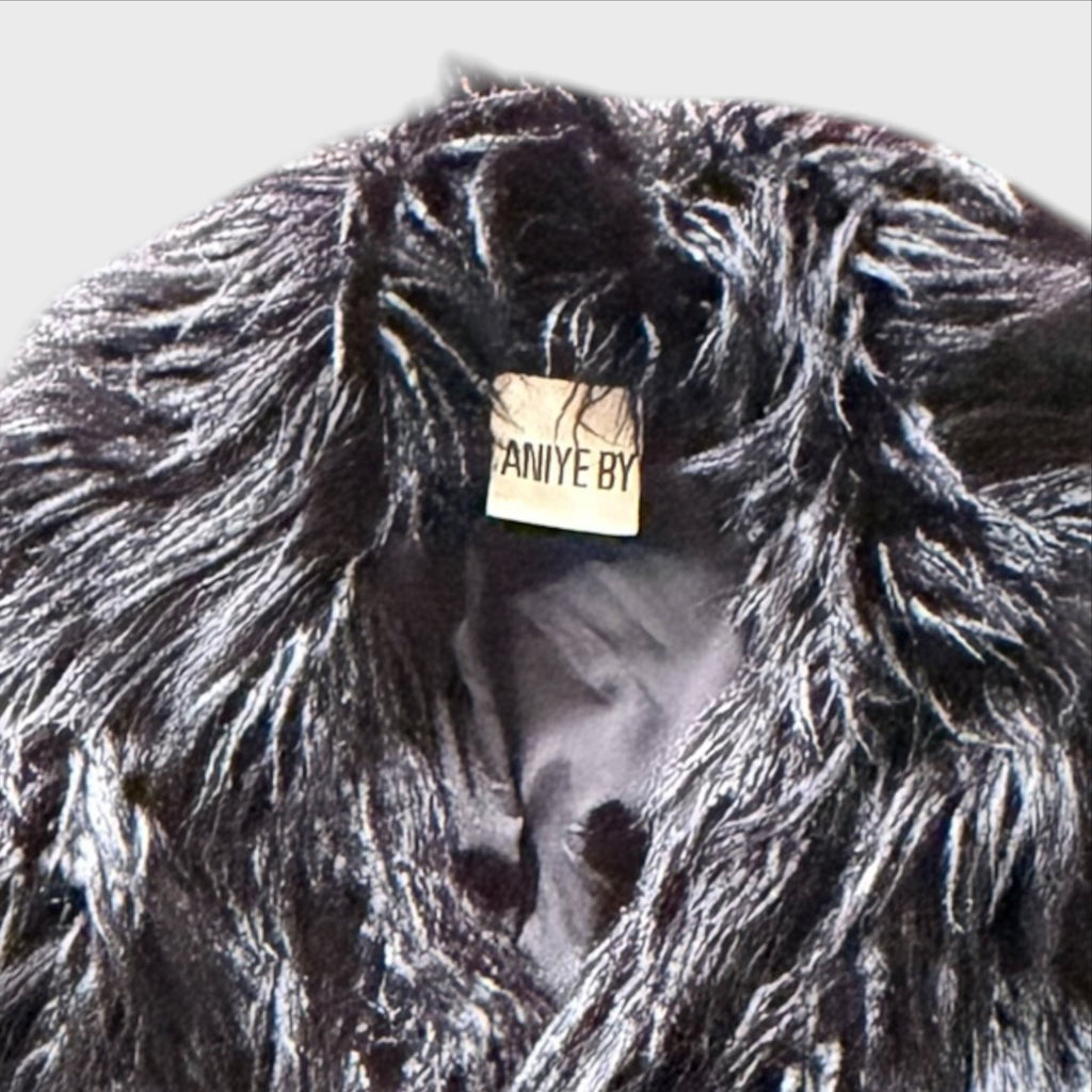 Aniye By Pelliccia Ecologica Nera Oversize - Capospalla con pelo lungo tipo pelo di mongolia