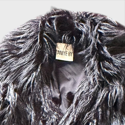 Aniye By Pelliccia Ecologica Nera Oversize - Capospalla con pelo lungo tipo pelo di mongolia
