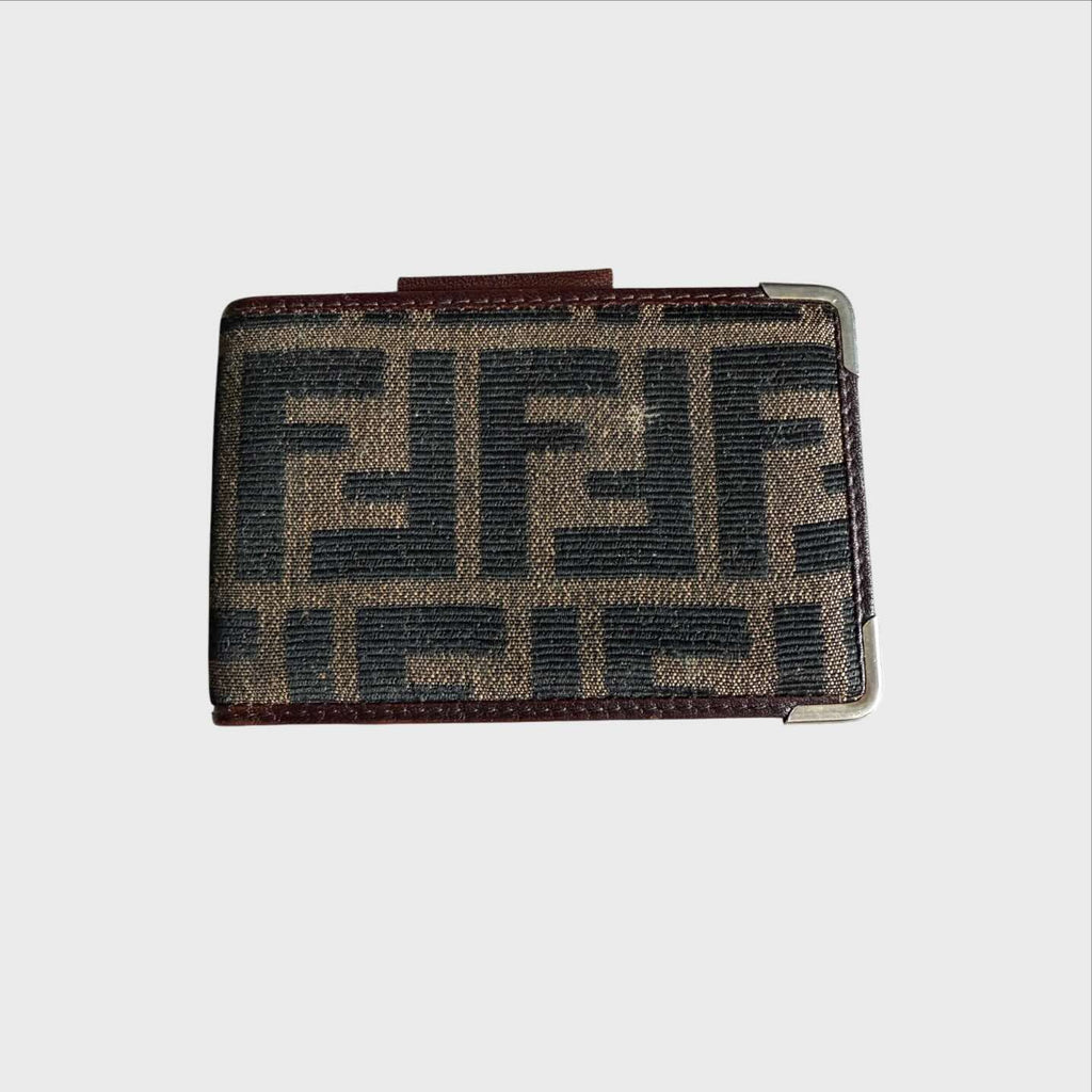 Portafoglio Vintage Fendi - Zucca Canvas e Pelle Marrone