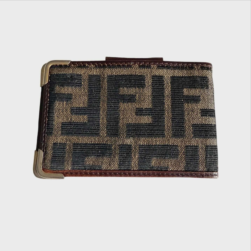 Portafoglio Vintage Fendi - Zucca Canvas e Pelle Marrone