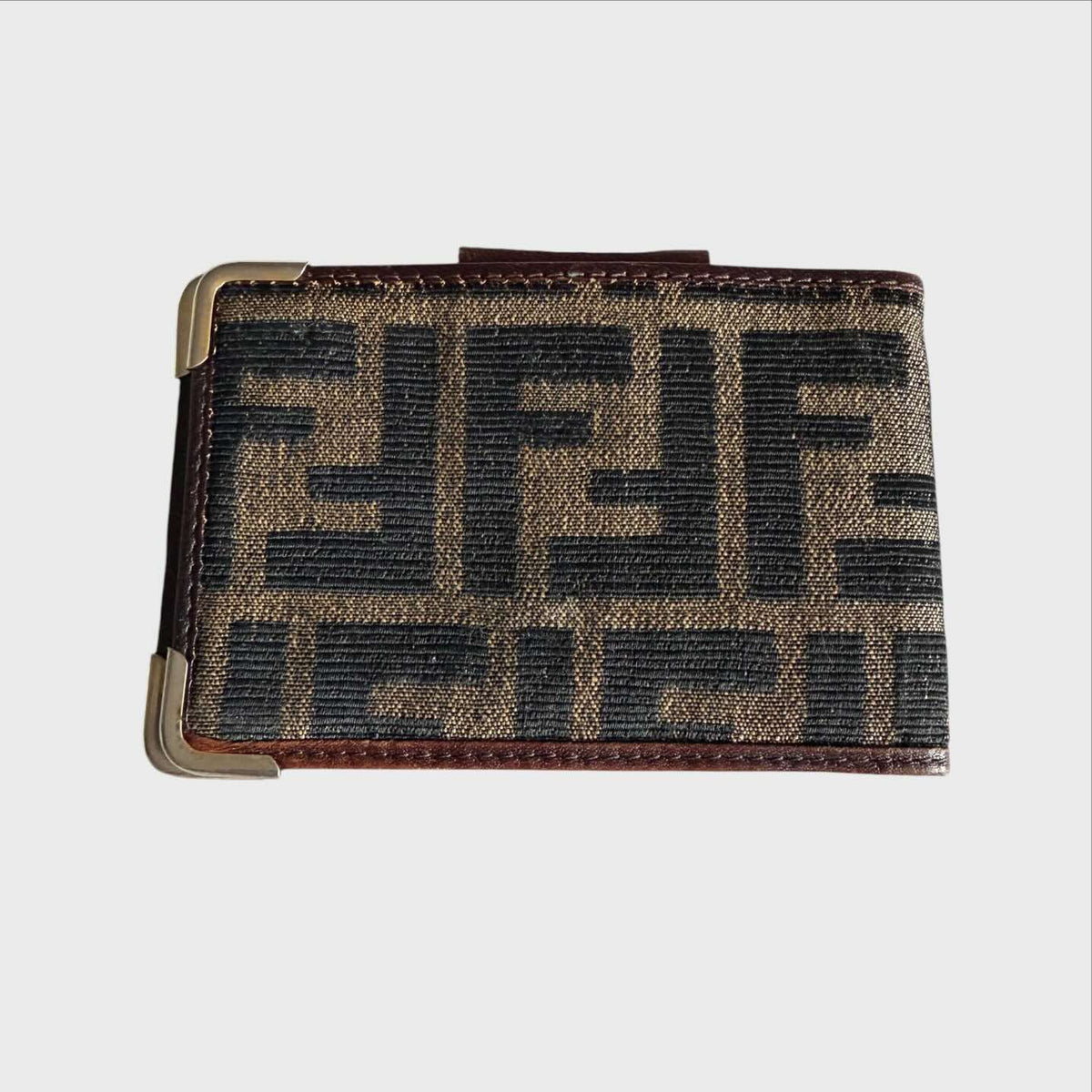 Portafoglio Vintage Fendi - Zucca Canvas e Pelle Marrone