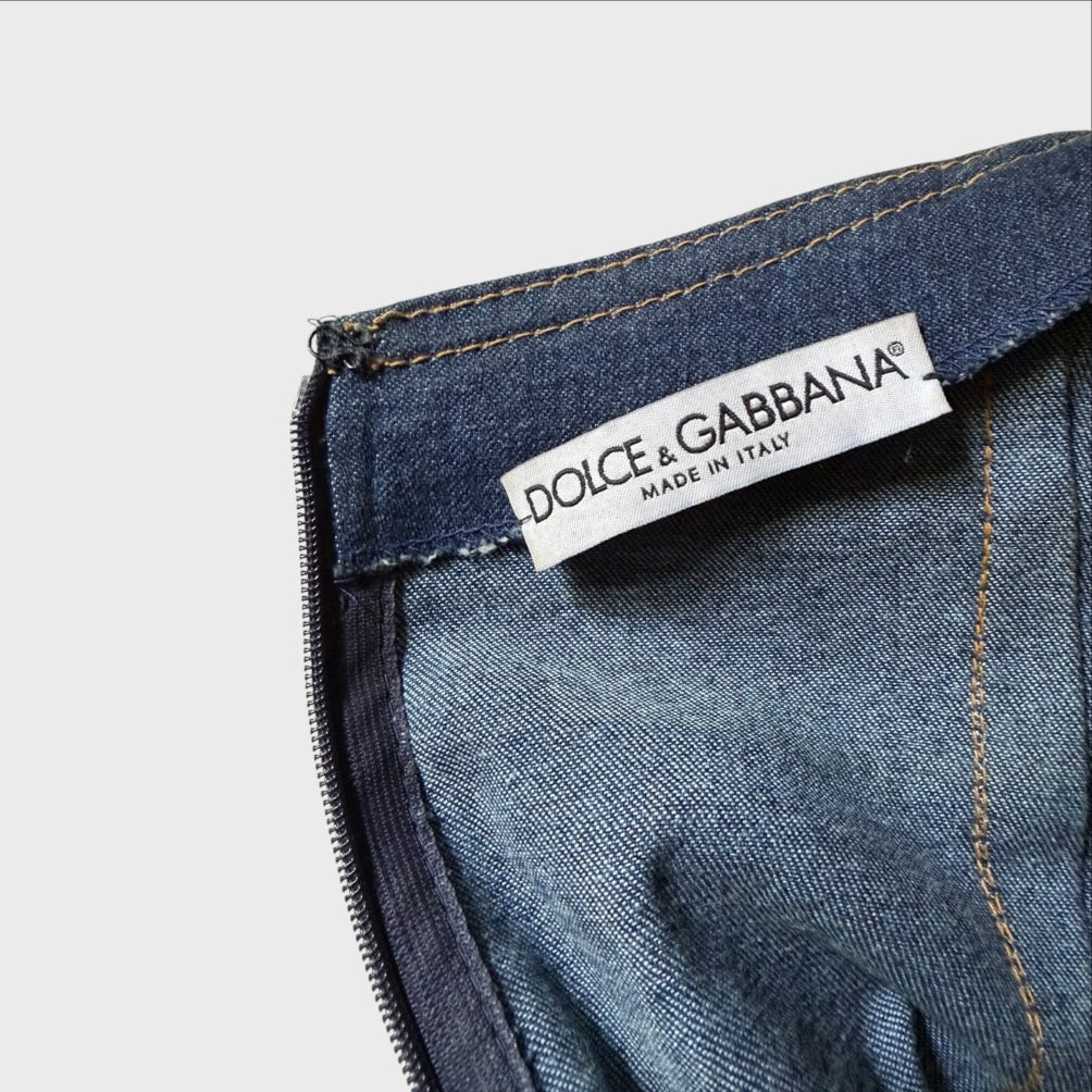 Dolce & Gabbana Abito Midi in Denim Stretch . Modello vintage J2K anni 90