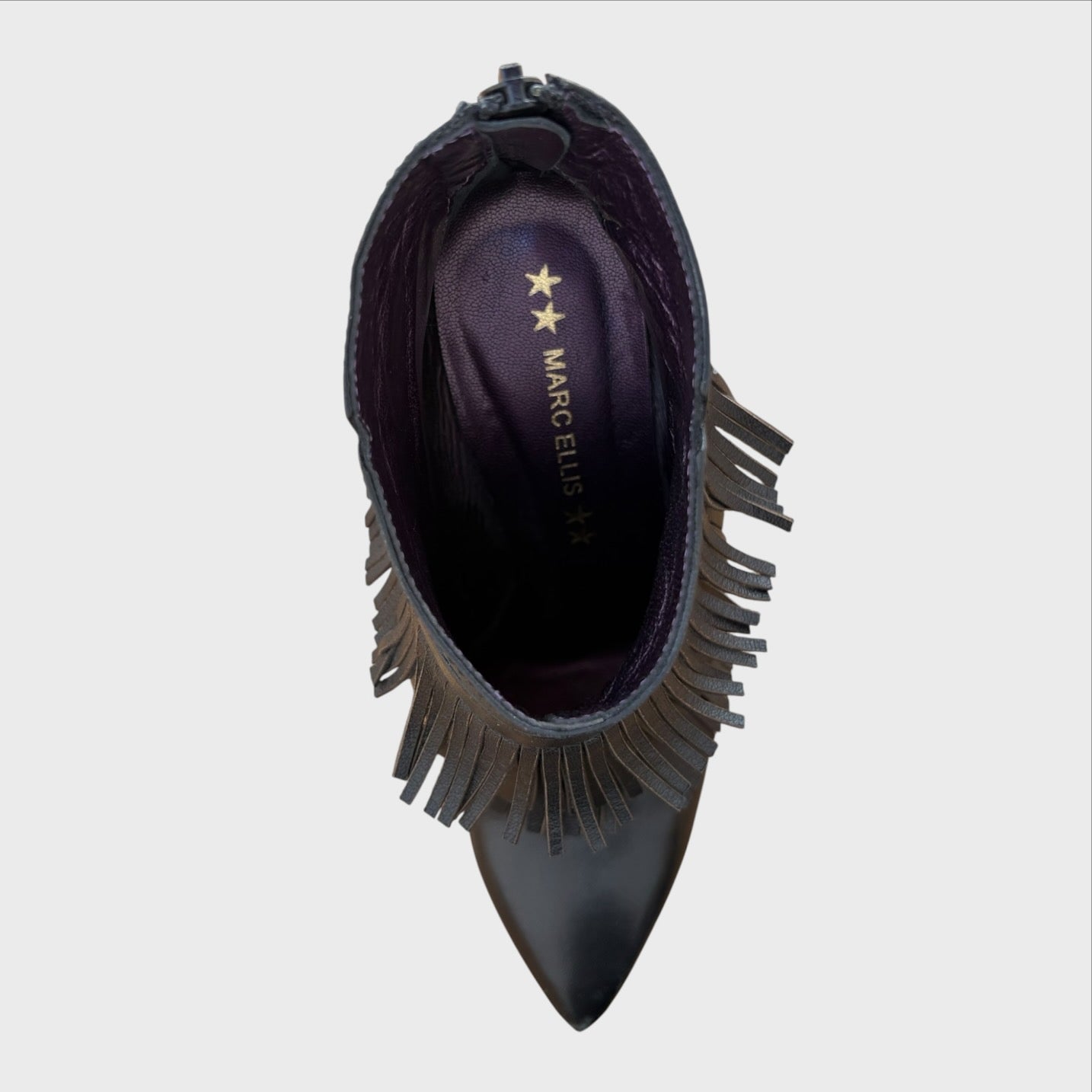 Marc Ellis Stiefeletten aus schwarzem Leder mit mehrlagigen Fransen