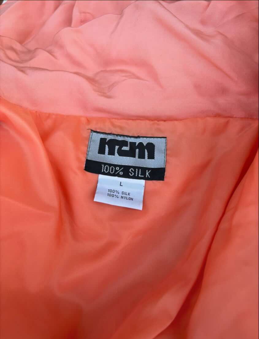Oversize Vintage Windjacke aus Seide der 90er Jahre – Lachsrosa  