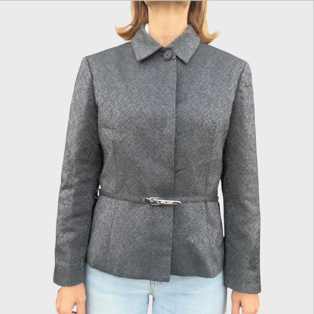 Giacca Vintage Versus Donna- Giacca Autunnale Grigia Argento
