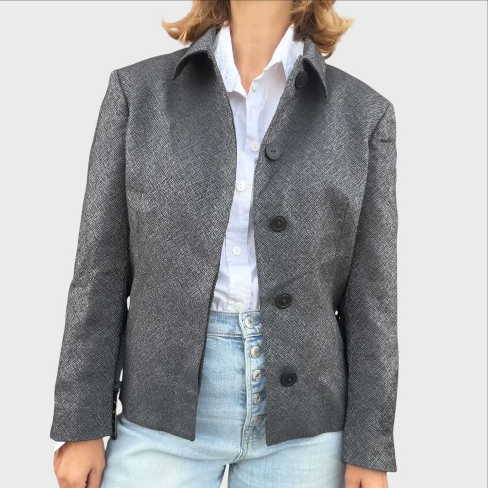 Giacca Vintage Versus Donna- Giacca Autunnale Grigia Argento