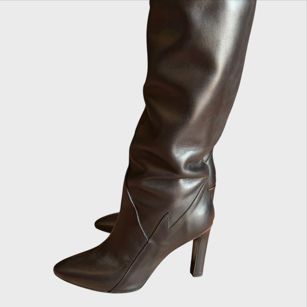 Aniye By Stivali Cuissardes in Pelle Nera con Tacco Alto. Stivale alla Pretty Woman