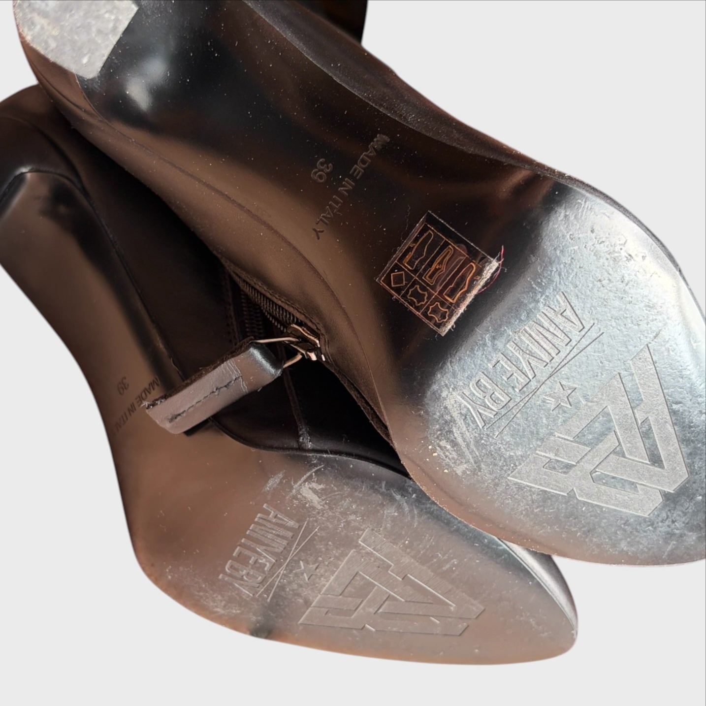 Aniye By Stivali Cuissardes aus schwarzem Leder mit hohem Absatz. Stiefel im Pretty Woman-Stil