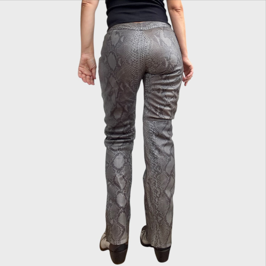 Le Solferine Milano Vintage-Hose aus echtem Schlangenleder in Grau