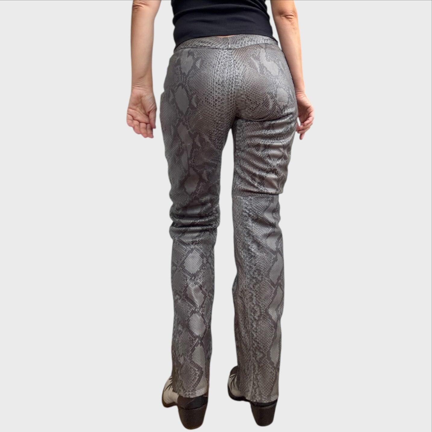 Le Solferine Milano Vintage-Hose aus echtem Schlangenleder in Grau