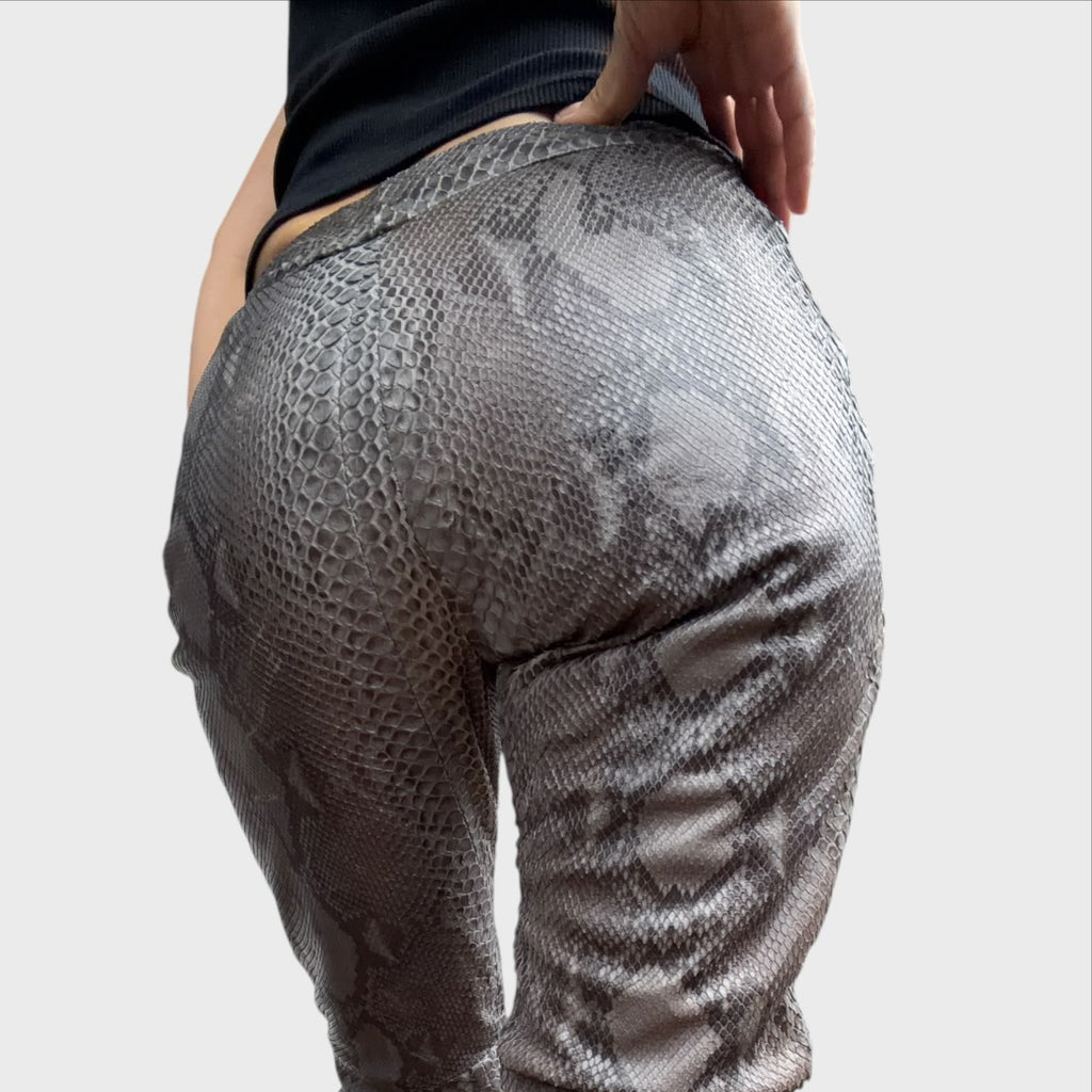 Le Solferine Milano Vintage-Hose aus echtem Schlangenleder in Grau