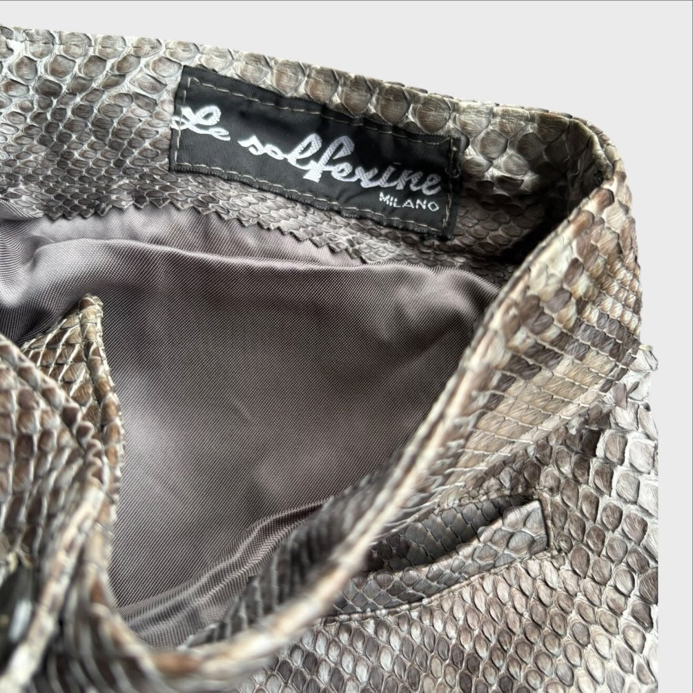 Le Solferine Milano Vintage-Hose aus echtem Schlangenleder in Grau