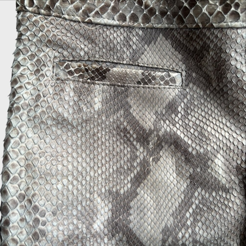 Le Solferine Milano Vintage-Hose aus echtem Schlangenleder in Grau