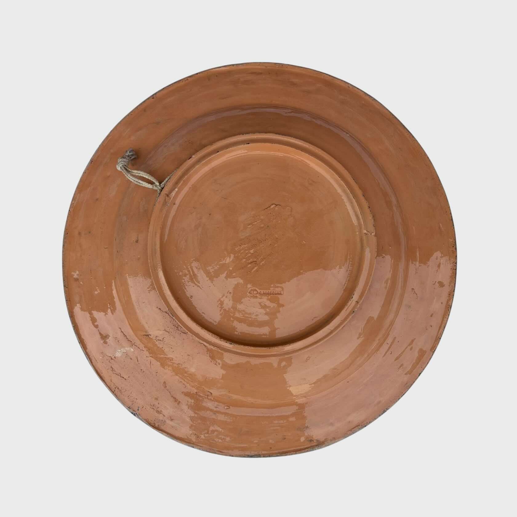 Gianni Dova piatto da parete con figura astratta parte dietro terracotta