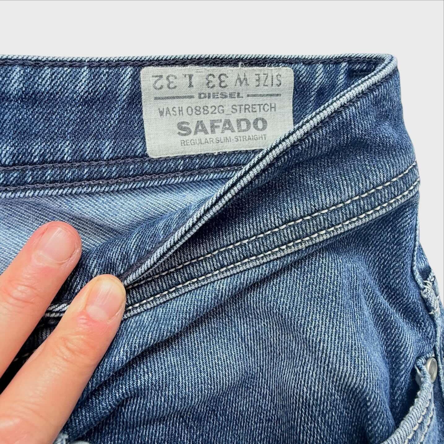 Jeans Diesel Safado W33 L32 Uomo Vintage Stretch Blu Chiaro Denim Originale