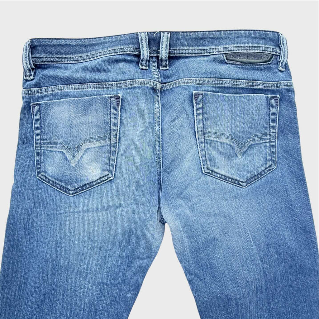 Dietro Jeans Diesel Safado W33 L32 Uomo Vintage Stretch Blu Chiaro Denim Originale
