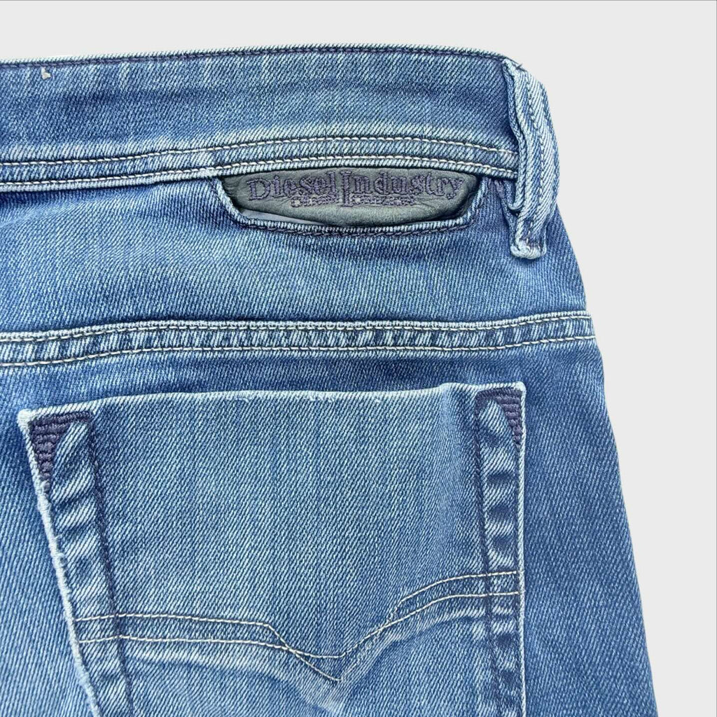 Logo ricamato Jeans Diesel Safado W33 L32 Uomo Vintage Stretch Blu Chiaro Denim Originale