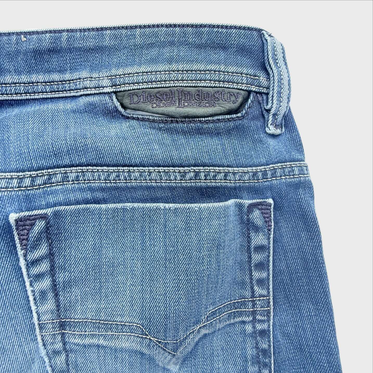 Logo ricamato Jeans Diesel Safado W33 L32 Uomo Vintage Stretch Blu Chiaro Denim Originale