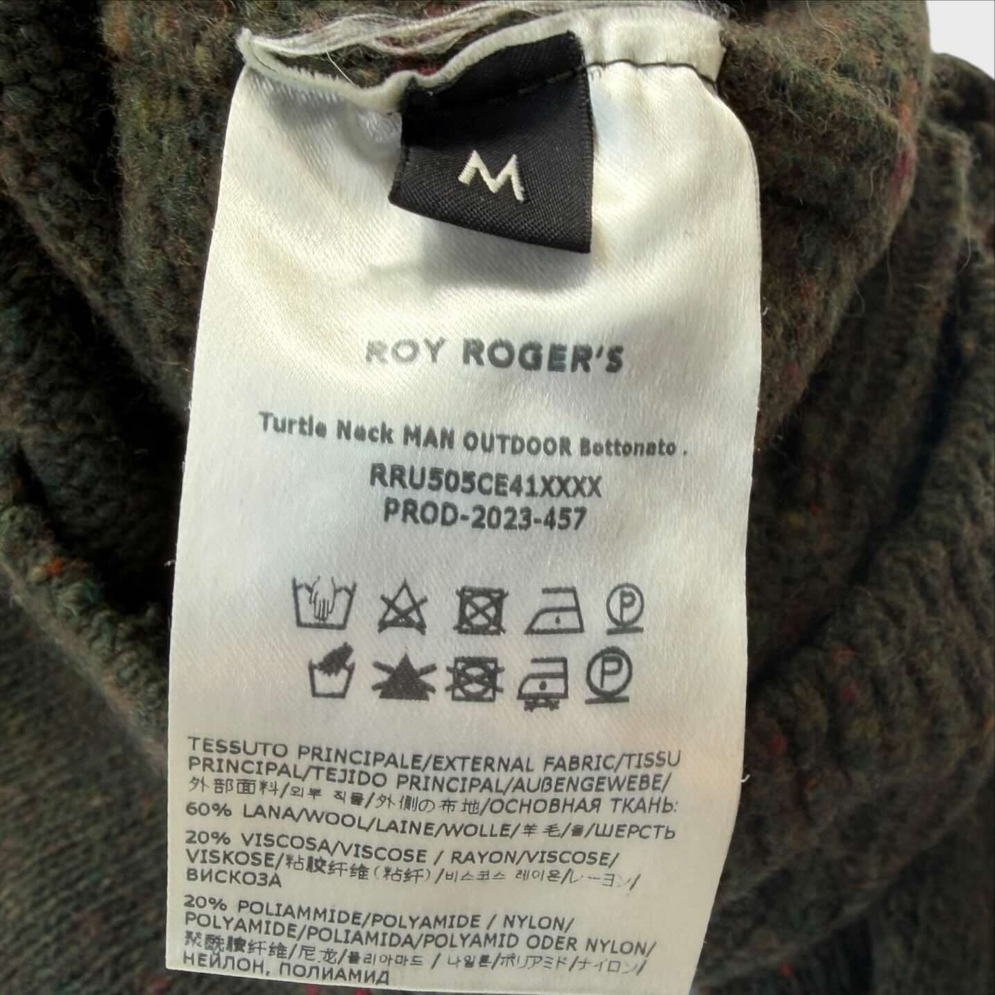 Etichetta Roy Rogers Vintage – Maglione Dolcevita Uomo – Taglia M – Verde Mélange