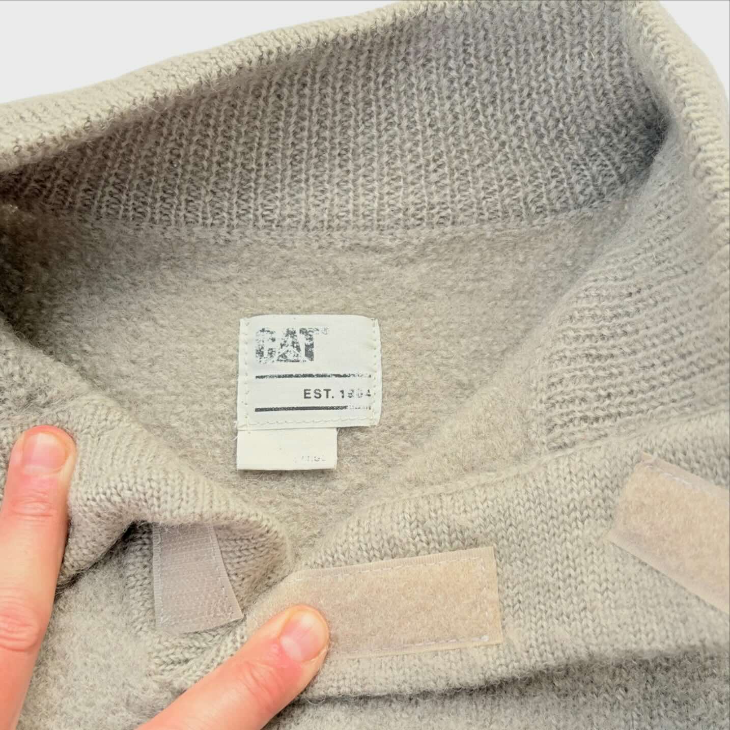 Maglione Vintage Caterpillar (CAT) in lana Taglia M Beige con Tasca con Zip 