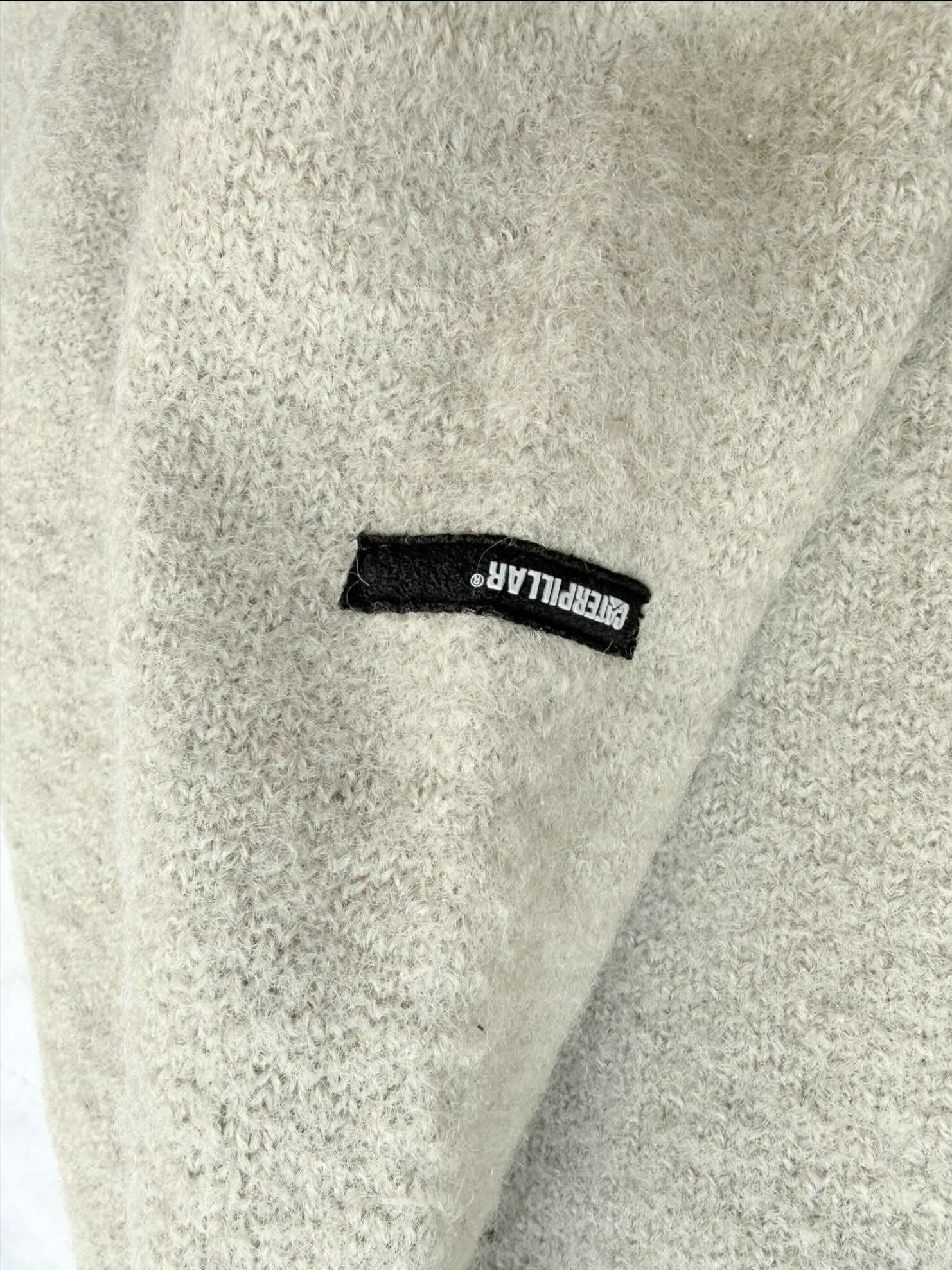 Logo stampato su manica Maglione Vintage Caterpillar (CAT) in lana Taglia M Beige con Tasca con Zip 