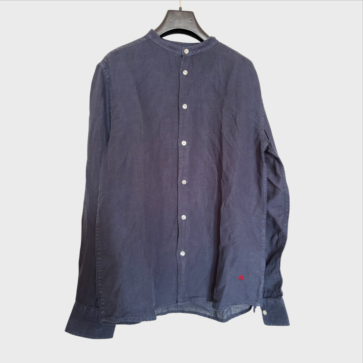 Camicia Uomo Peuterey Vintage in Lino Blu M– Collo alla Coreana