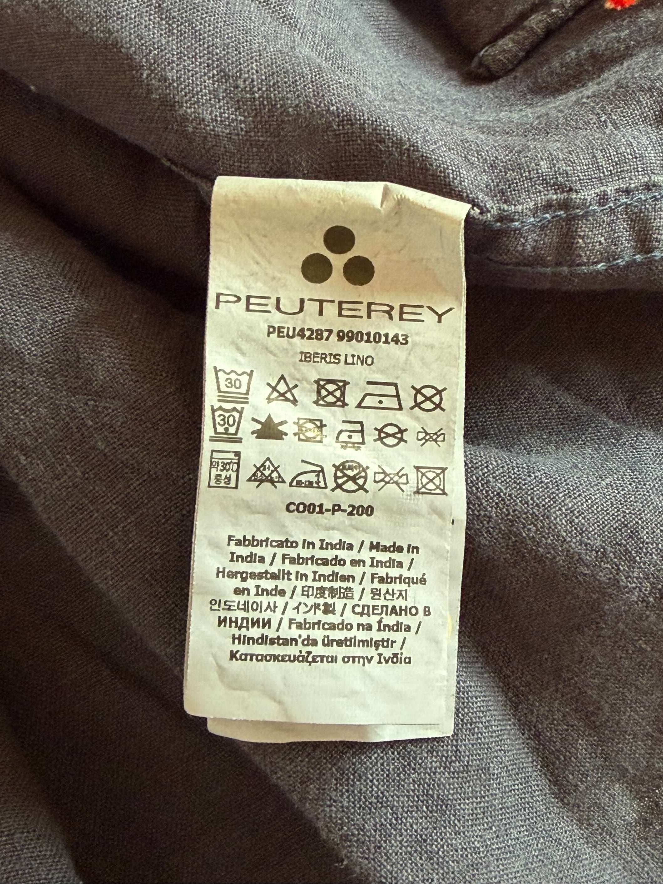 Etichetta interna Camicia Uomo Peuterey Vintage in Lino Blu M– Collo alla Coreana
