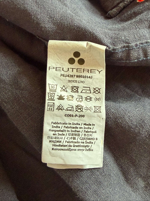 Etichetta interna Camicia Uomo Peuterey Vintage in Lino Blu M– Collo alla Coreana