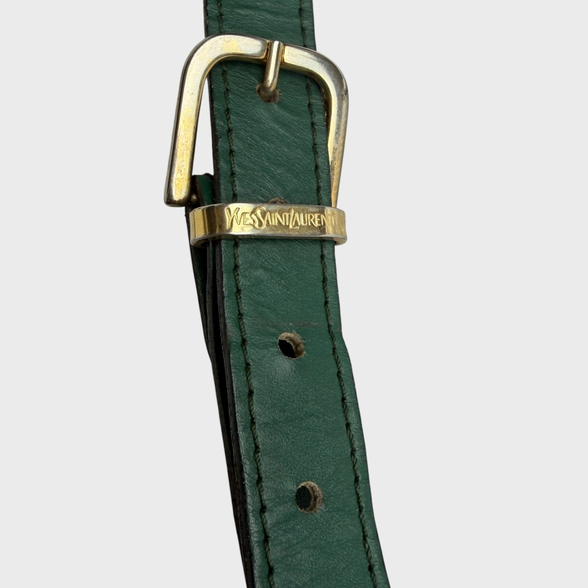 Tracolla Yves Saint Laurent — Borsa a Tracolla Vintage in Pelle Verde Smeraldo