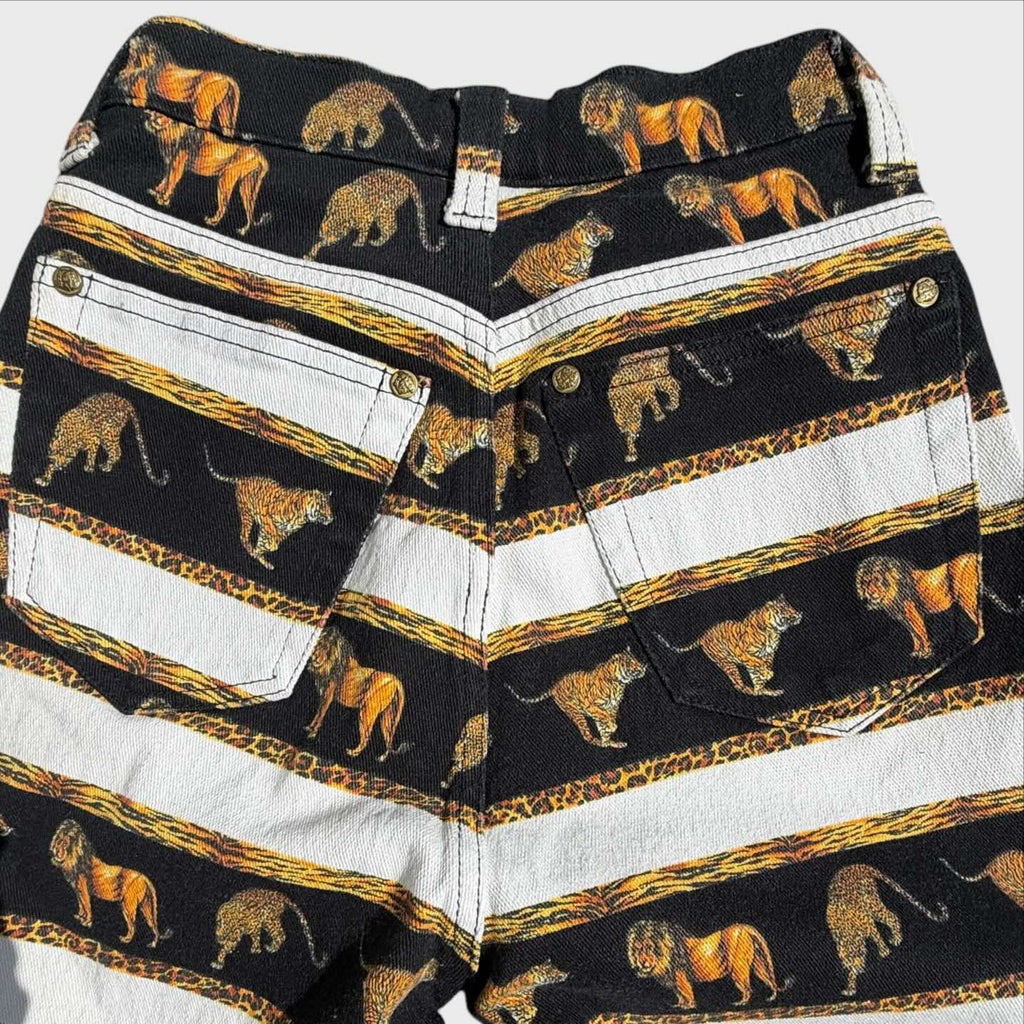 Retro pantalone Versace Jeans Couture XXS – Pantaloni Vintage Animal Print Big Cats