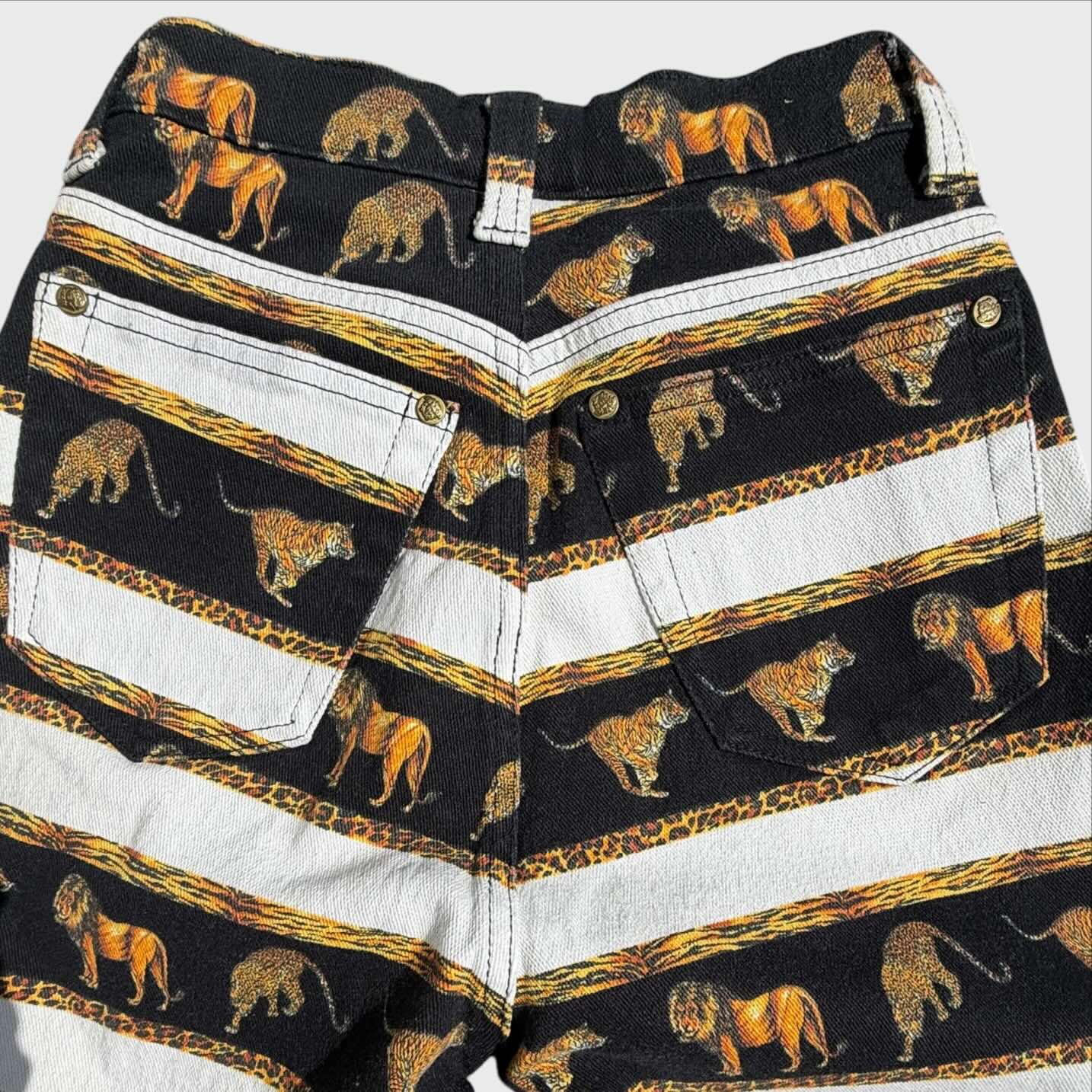 Retro pantalone Versace Jeans Couture XXS – Pantaloni Vintage Animal Print Big Cats