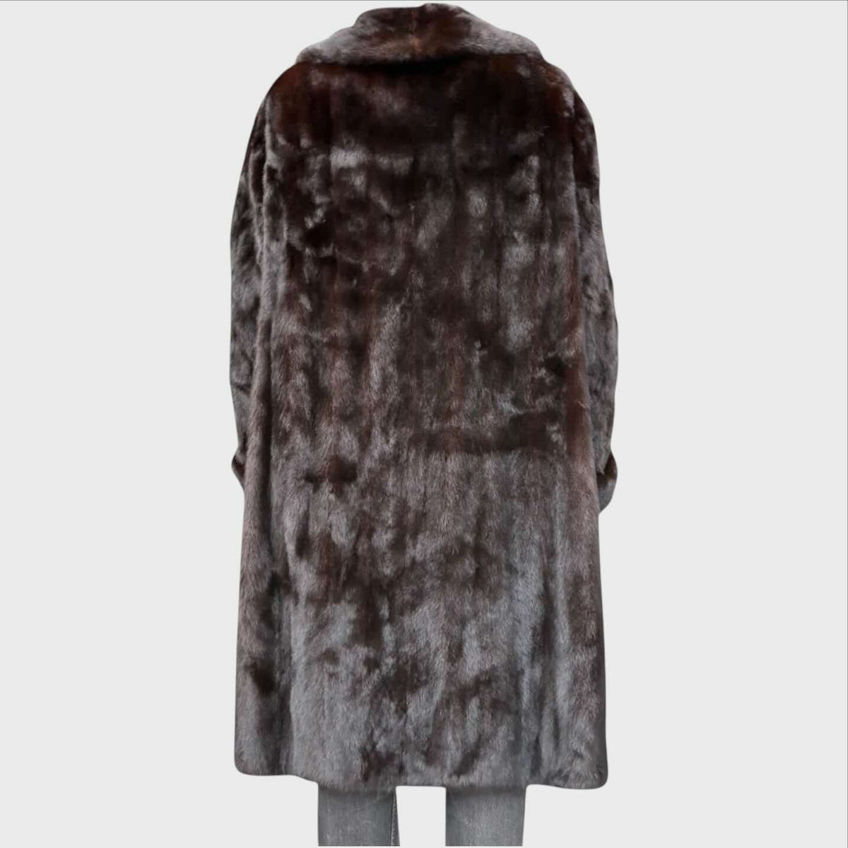 Dietro Cappotto Vintage in Pelliccia di Visone Marrone Scuro - Collo Sciallato